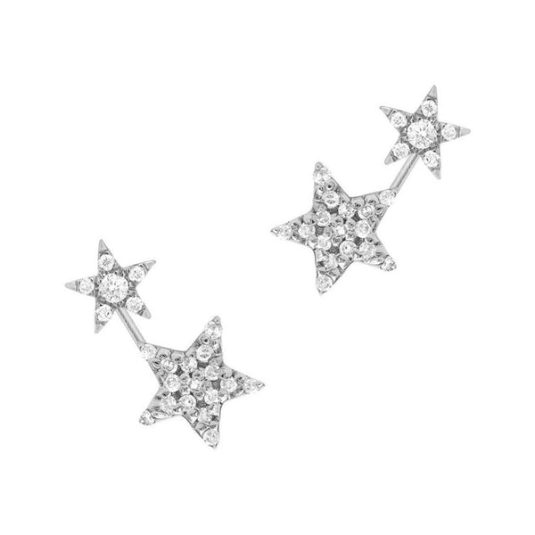 Single (Half offers Pair) 14k Gold Genuine Diamond Shooting Star Stud Graduated Earring 14k White Yellow Rose Gold