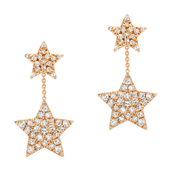 Star Cascade Stud Earrings, Pave Diamond Earrings