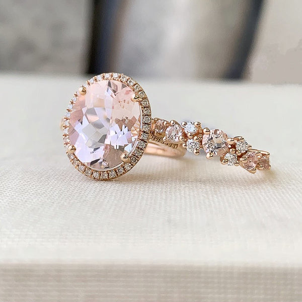 One of a Kind Multi Morganite Band | Bridal Morganite Ring | Liven