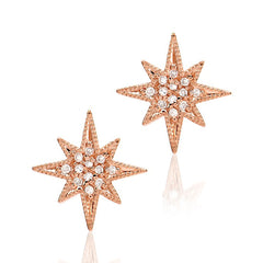 14k gold starburst stud earrings with diamonds