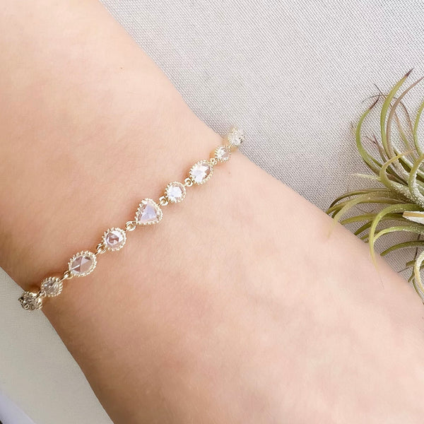 Rose Cut Diamond Bracelet in Yellow Gold | Tennis Bracelets | Liven – Liven  Company