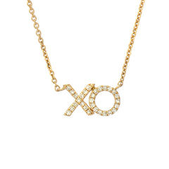 xo hugs and kisses necklace in 14k gold with diamonds