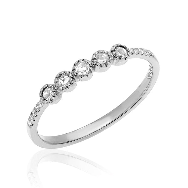 Heirloom Diamond Set Band with Five Rose Cut Diamond Centers