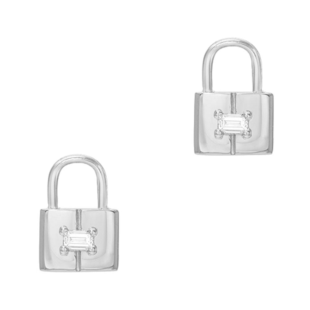 Pave Padlock Earring Charms | Hanging Lock Charms | Liven Fine Jewelry White Gold
