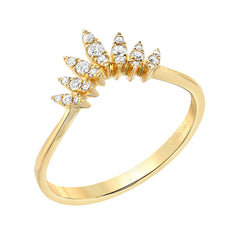 gold marquise arch ring featuring graduated brilliant cut diamonds in 14k solid gold