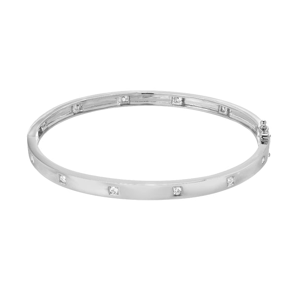 Diamond Station Bracelet | Gold and Diamond Stacking Bangle | Liven ...