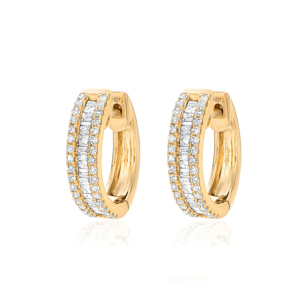 Baguette Diamond Gold Huggies | Heirloom Earring Collection at Liven ...