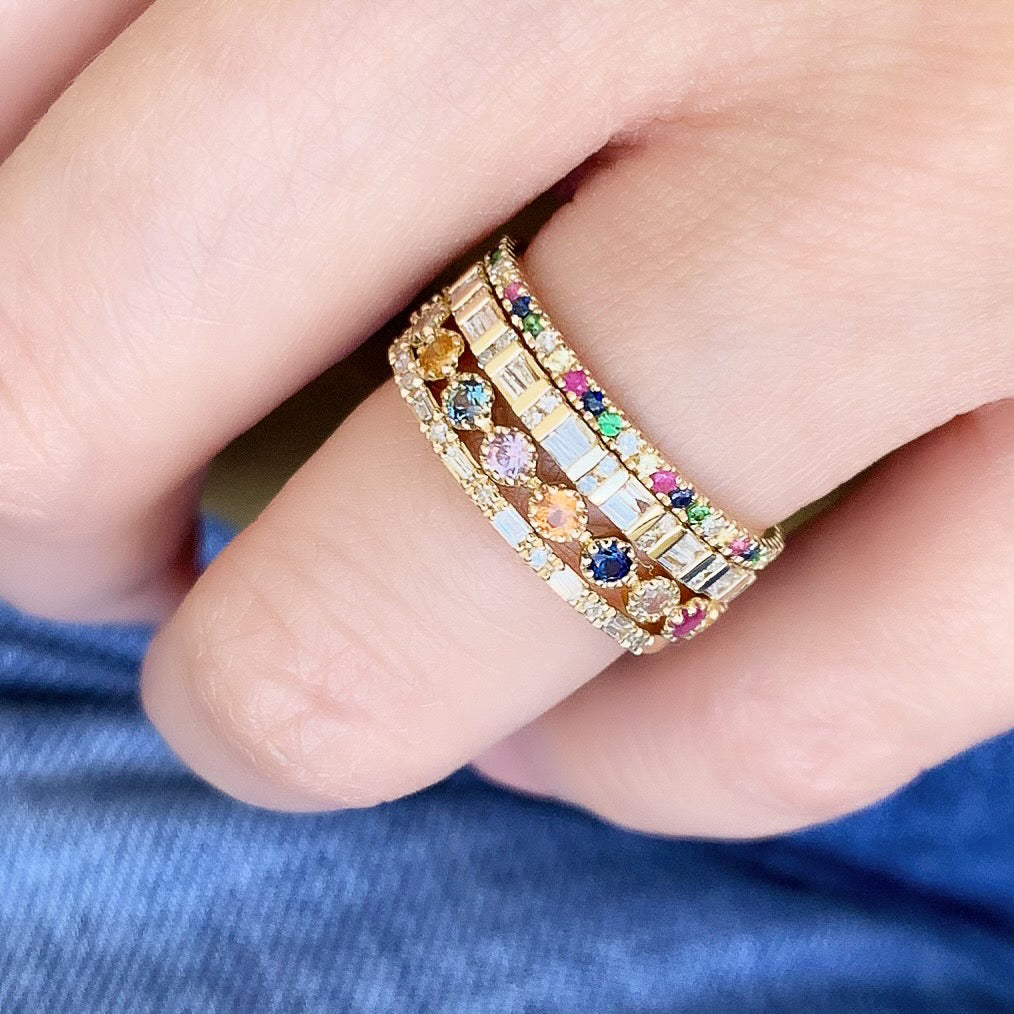 Diamond & Sapphire Eternity Ring in White Gold