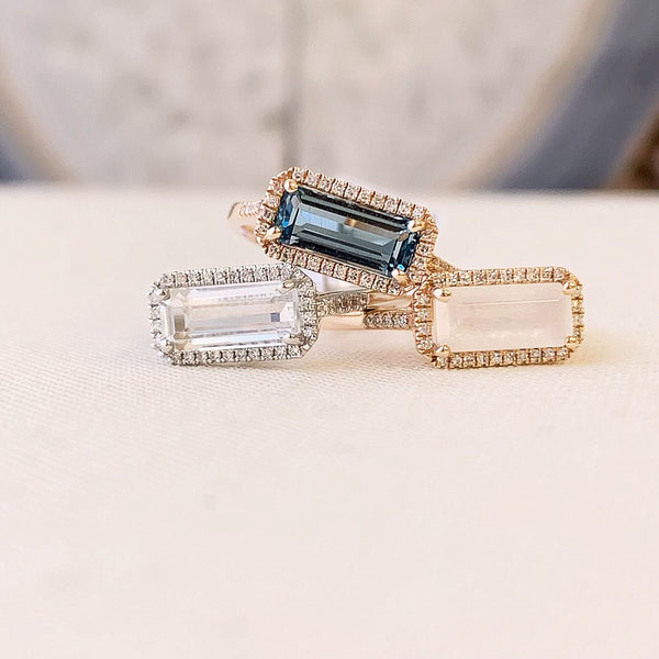 East-West Emerald Cut Colored Stone Ring | Statement Rings | Liven ...