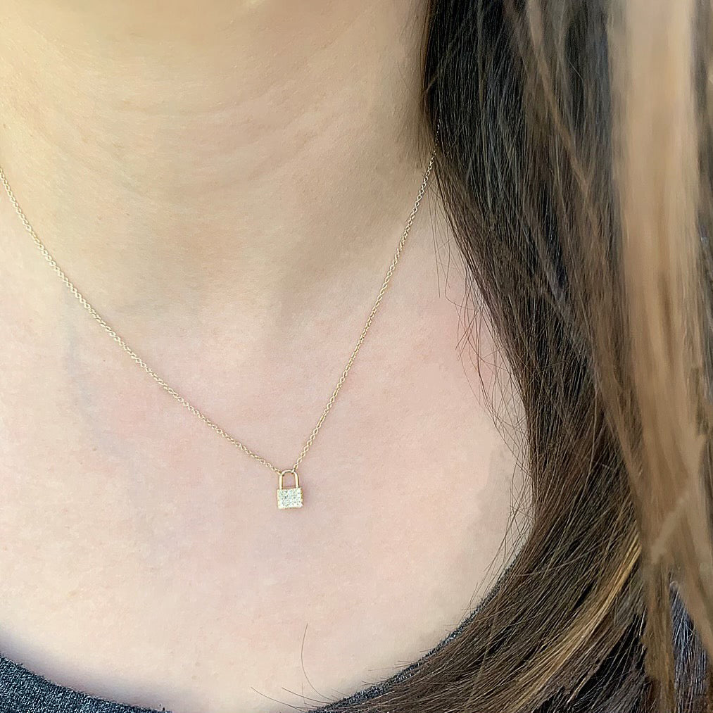 Women's Tiny Diamond Padlock Necklace