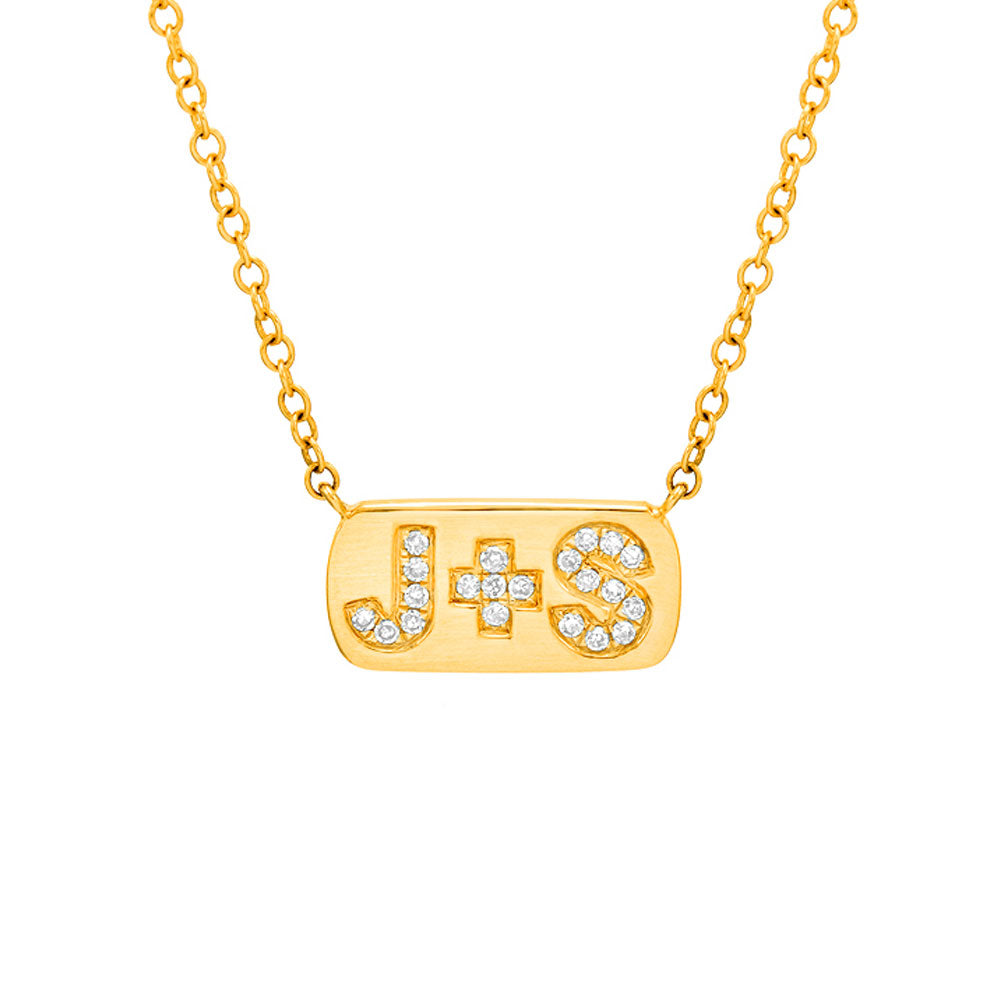 14K Gold Mini Diamond Initial Bead Necklace 14K Yellow Gold / 0
