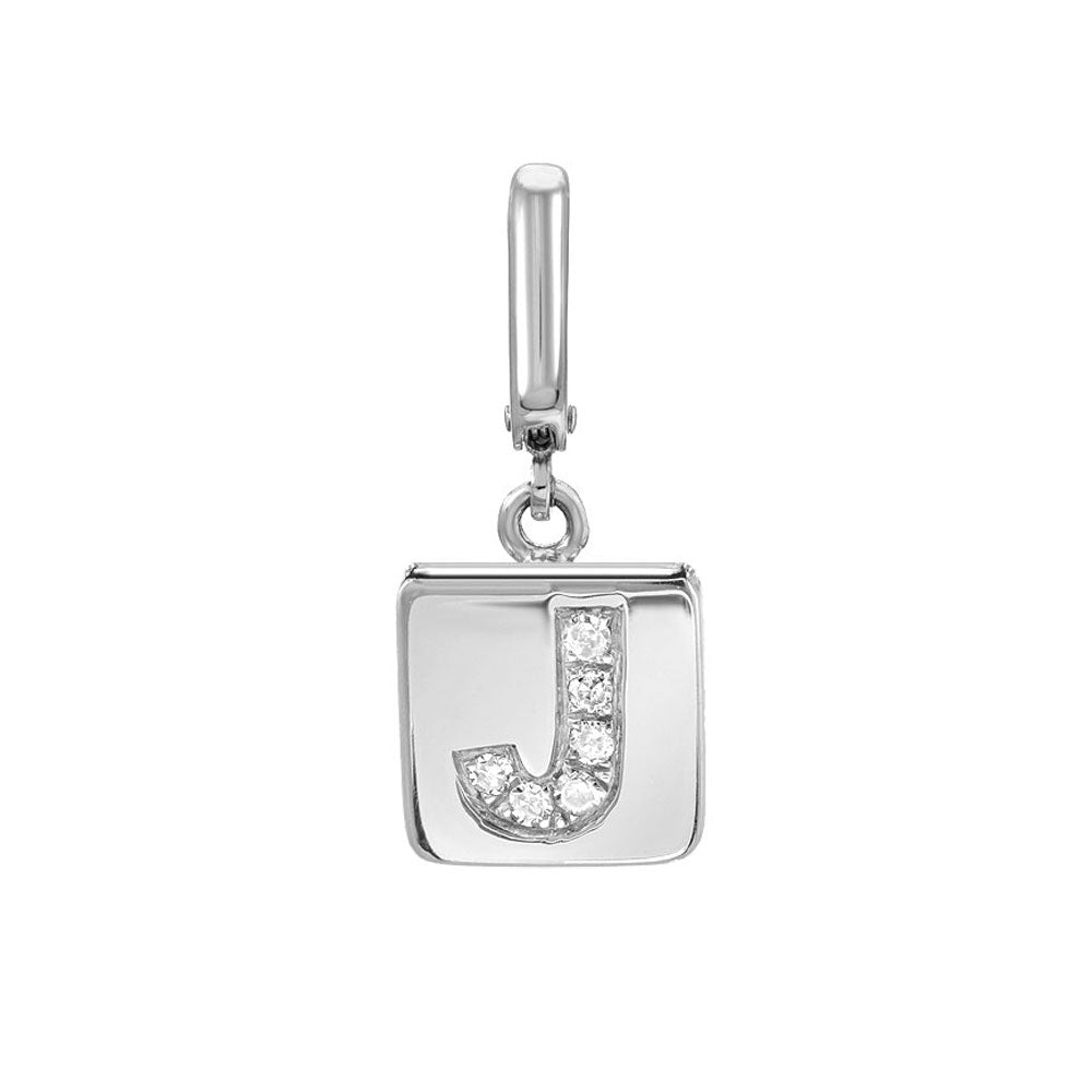 Willow Tag Initial Charm- 14k Solid White Gold