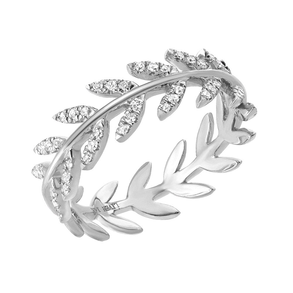 Leaf Pattern Round Cut S925 Wedding Ring