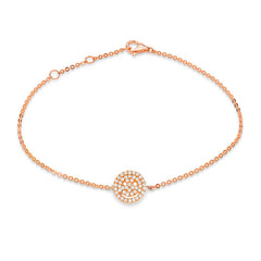 smiley face pave bracelet with diamonds in 14k rose gold